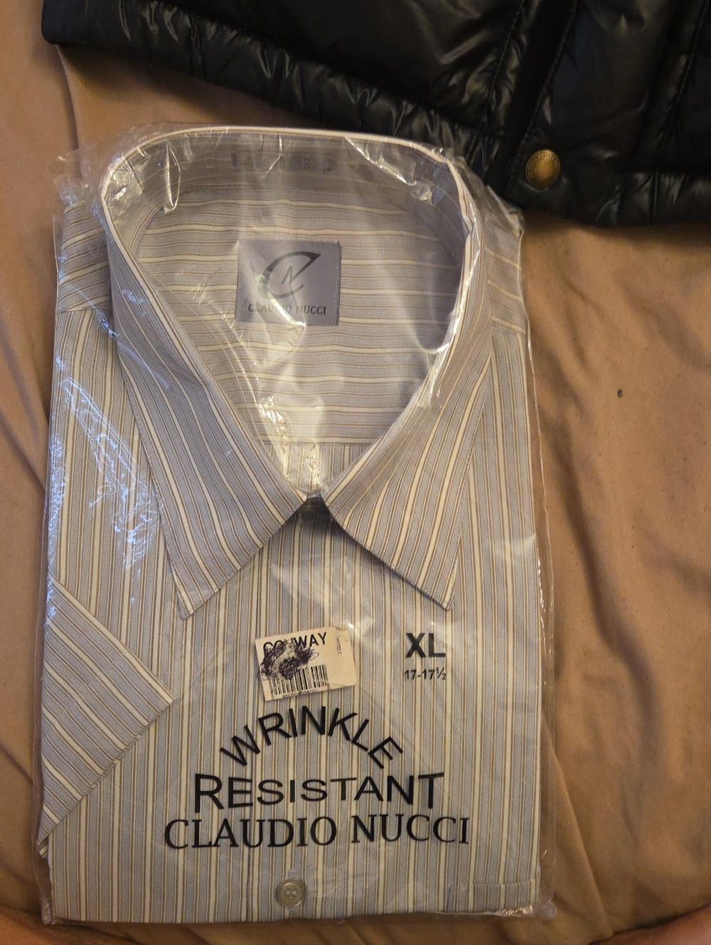 Men's Wrinkle Resistant Stripe Dress Shirt - Light Blue